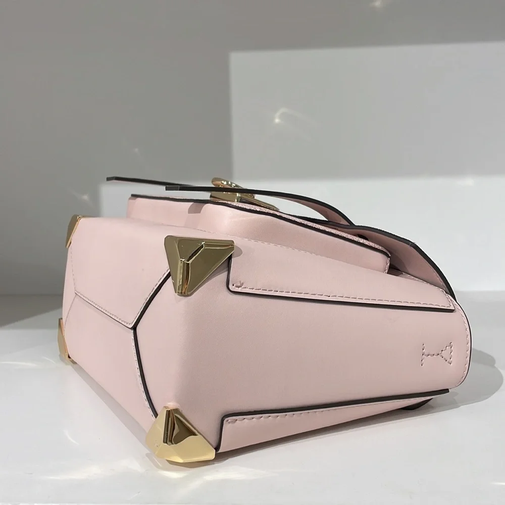 Michael Kors MK print Manhattan satchel crossbody Powder blush